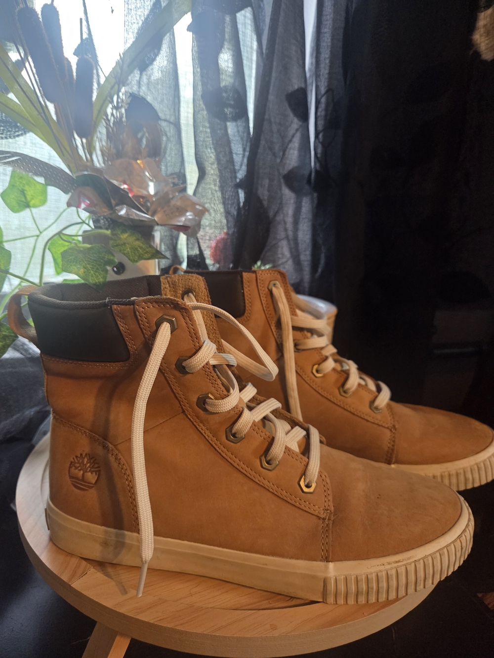 Timberland Tan Leather Lace-Up High-Top Boots